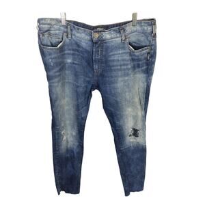Silver Jeans Blue Denim Girlfriend Classic Distressed Jeans‎ Women's Size 38-39"